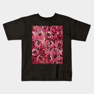 FUCHSIA PINK ROSES AND TEARDROPS Art Nouveau Floral Kids T-Shirt